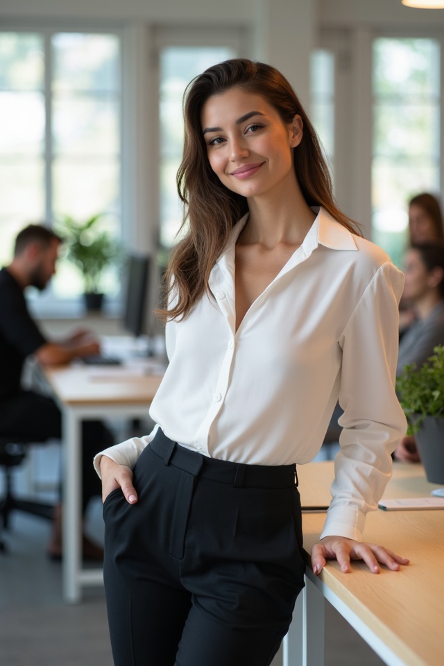 ✨ Just another fun day at work where confidence meets charm! 💼💋 #WorkVibes #FunAtWork #SeductiveMoments
